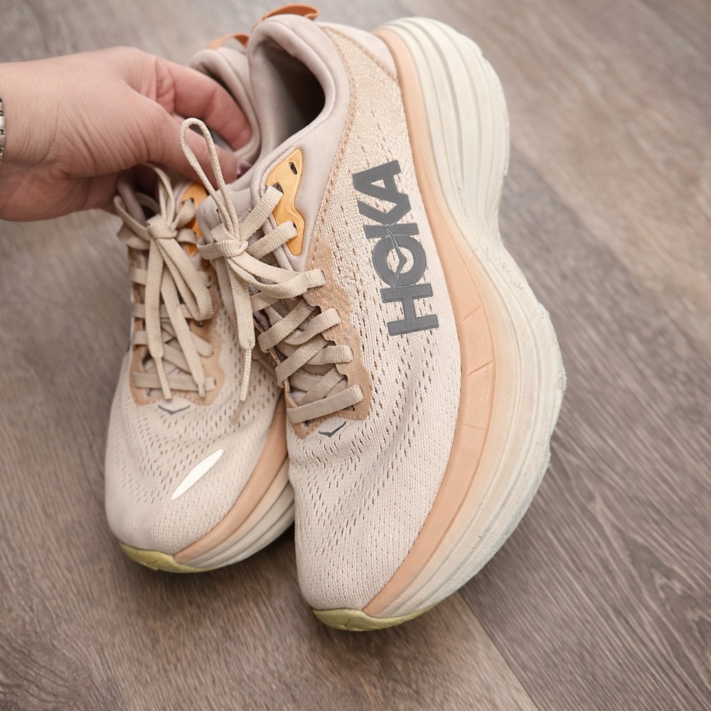 Hoka Women's Cream and Tan Athletic Shoes